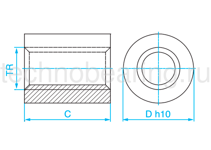 Гайка трапецеидальная (нейлон) d=24 мм, шаг резьбы 5 мм (прав. резьба), LKM 24-5-D FLI