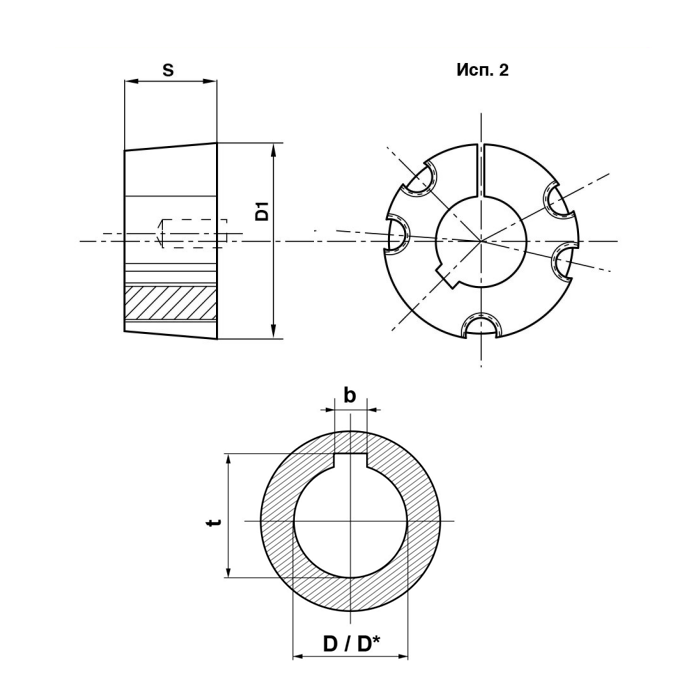 Втулка тапербуш 3535-38 мм ISKRA