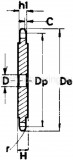 Звездочки без ступицы с черновым отверстием для симплексной цепи по DIN 8187 - ISO R 606 5x2,5 мм чертеж