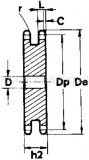 Звездочки без ступицы с черновым отверстием для симплексной цепи по DIN 8187 - ISO R 606 8x3-2 чертеж