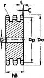 Звездочки без ступицы с черновым отверстием для симплексной цепи по DIN 8187 - ISO R 606 3-8x7-32-3 чертеж