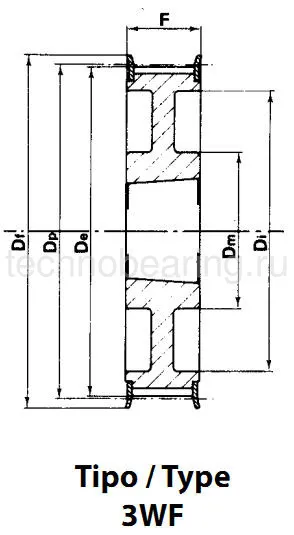 Шкив зубчатый под втулку тапербуш для ремня дюймового профиля 44L075 (PHP 44L075TB) Sati