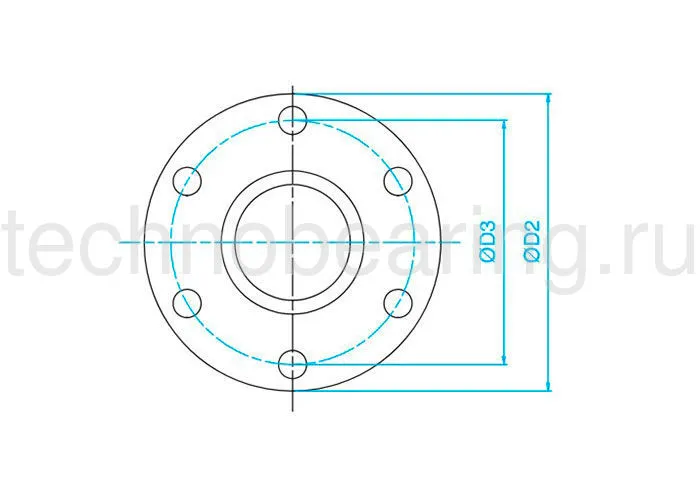 Гайка трапецеидальная с фланцем (бронза) d=20 мм, шаг резьбы 4 мм (лев. резьба), BFM 20-4-G TECHNIX