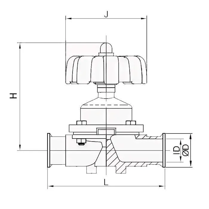 Мембранный клапан нерж.316 типа clamp-clamp, DN32 DIN TL32DVCLSS TITAN LOCK