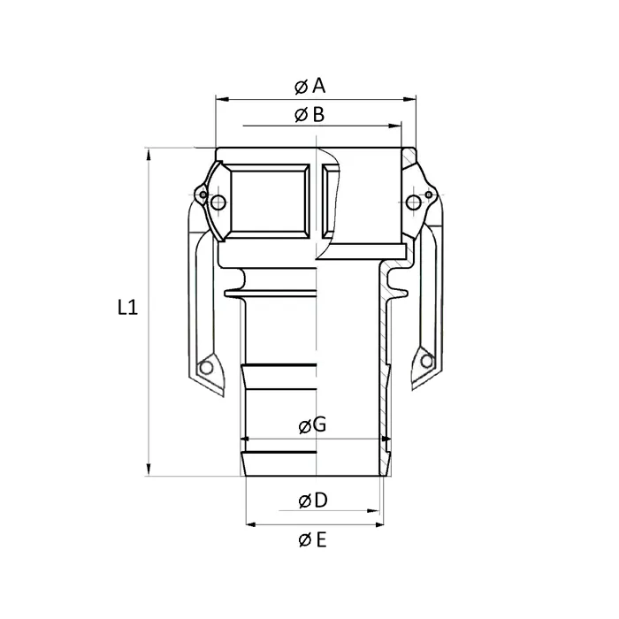 Камлок полипропиленовый тип С, розетка с хвостовиком 2", TL200CPP TITAN LOCK