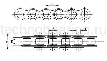 Цепь приводная роликовая однорядная 06A-1 (ANSI/ASA 35) Sati