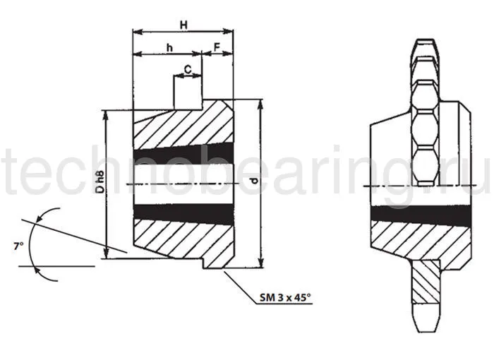 Ступица приварная с отверстием под втулку тапербуш 1610 MSB1610 Sati