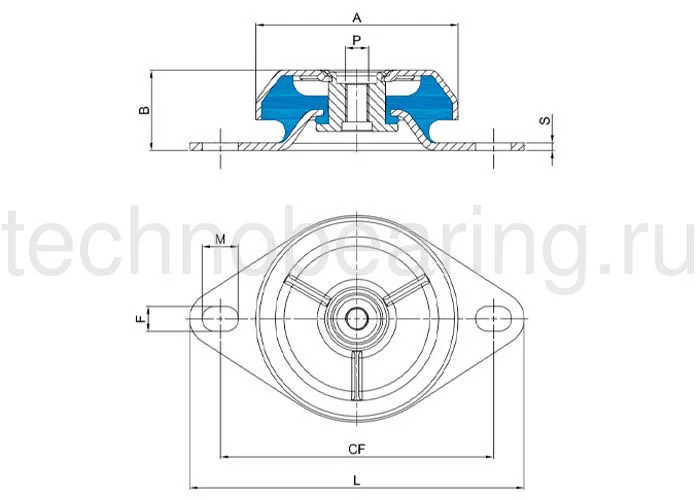 Виброизолятор ZA106X42 M16 ZA1064216W ISB