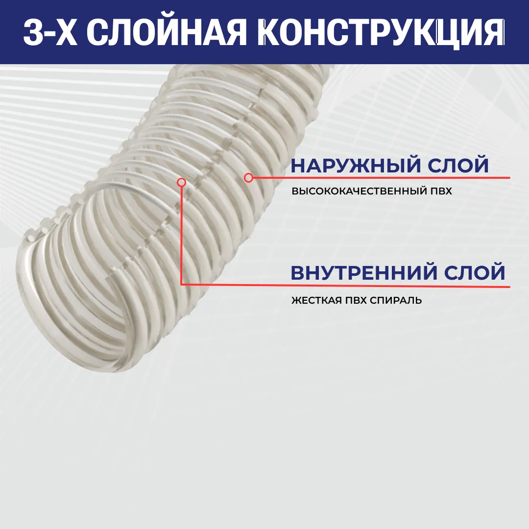 Пищевой ПВХ рукав облегченный "DON", нап-всас., внутр.диам. 102 мм TL100DN TITAN LOCK