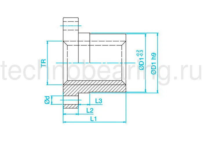 Гайка трапецеидальная с фланцем (бронза) d=20 мм, шаг резьбы 4 мм (лев. резьба), BFM 20-4-G TECHNIX