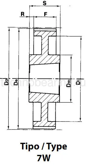 Шкив зубчатый под втулку тапербуш для ремня дюймового профиля 60L050 (PHP 60L050TB) Sati