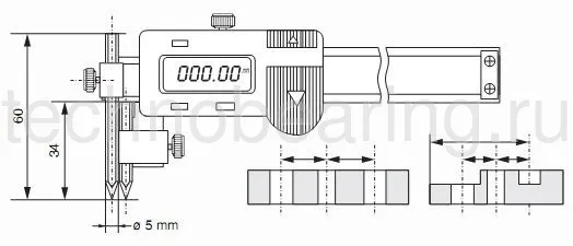 Штангенциркуль цифровой для измерения межцентровых расстояний 0.01 мм, 5 - 150 мм Filetta