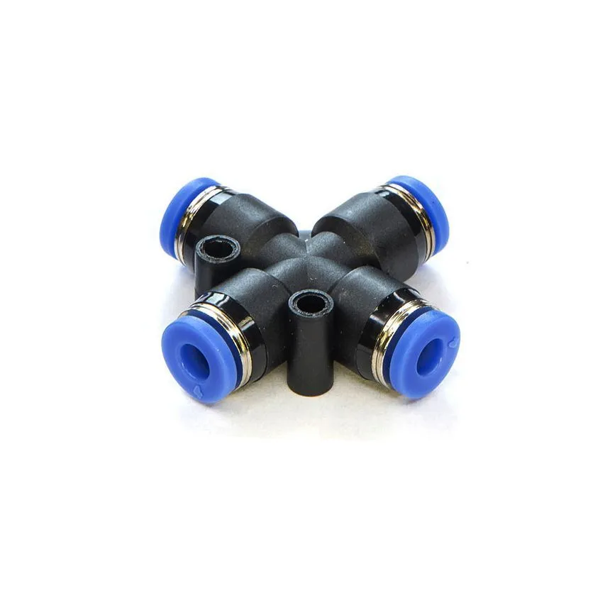 Фитинг цанговый X-образный пневматический, 10 мм, пластик, тип PZA, TLP-PZA10 TITAN LOCK