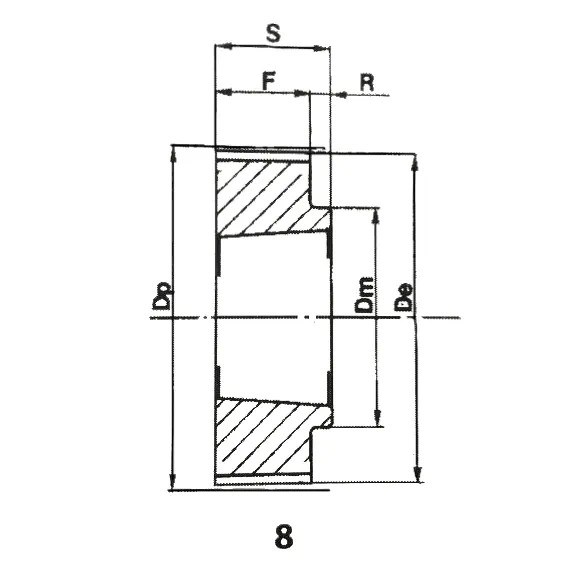 Шкив зубчатый под втулку тапербуш для ремня дюймового профиля 16H100 (PHP 16H100TB) ISKRA