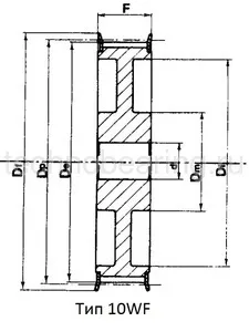 Шкив зубчатый под расточку 56-14M-55 (PHP 56-14M-55RSB) Sati