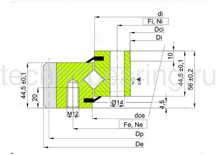 ОПУ серия с перекрестными роликами на один ряд ER1.14.1094.200-1STPN ISB