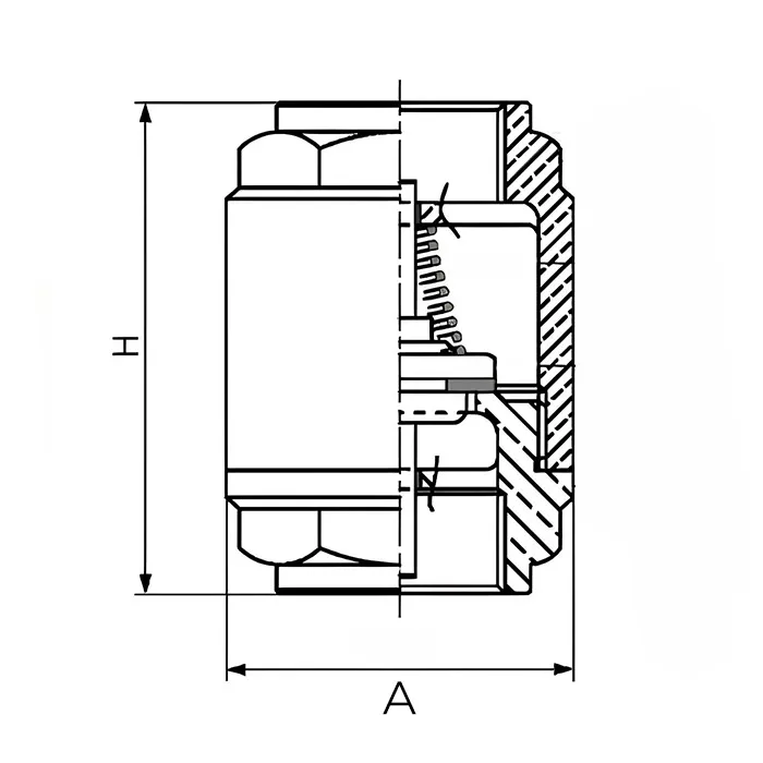Обратный клапан муфтовый латунный, сердечник латунь, ВР/ВР 1/2" TL1/2FCV-B TITAN LOCK