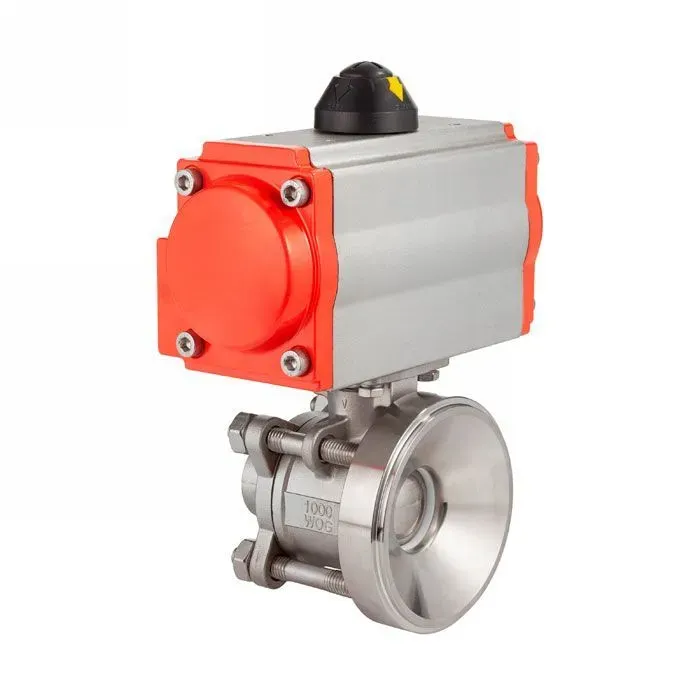 Донный клапан шаровый под приварку с пневмоприводом, нерж.304 DN32, TLBBV32WD-P TITAN LOCK