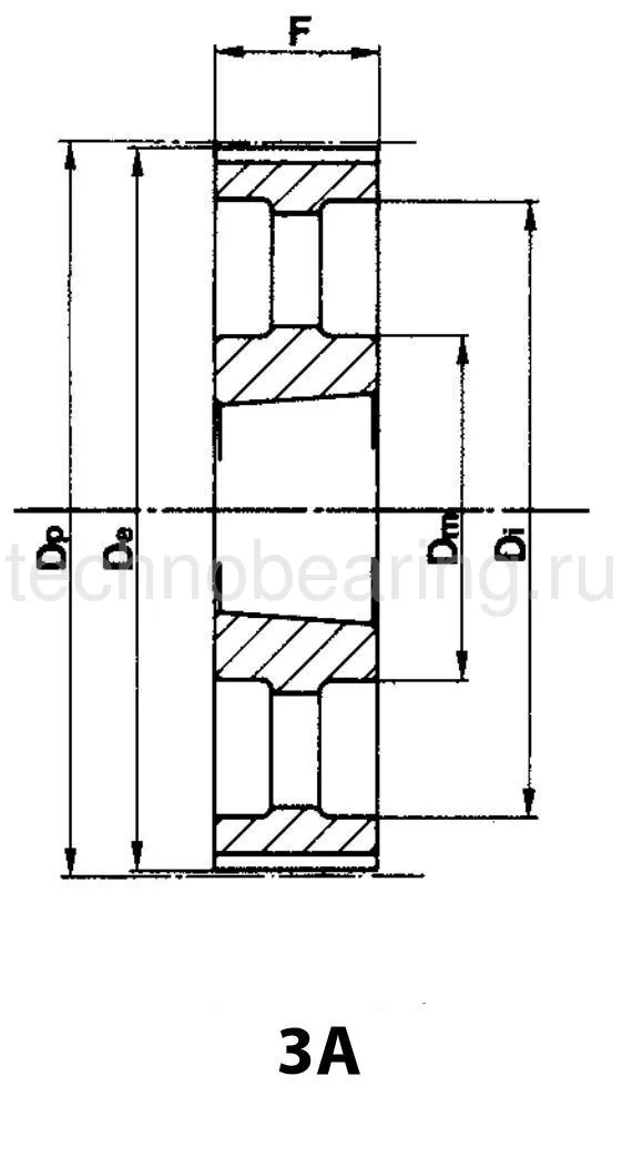 Шкив зубчатый под втулку тапербуш для ремня дюймового профиля 120L100 (PHP 120L100TB) Sati