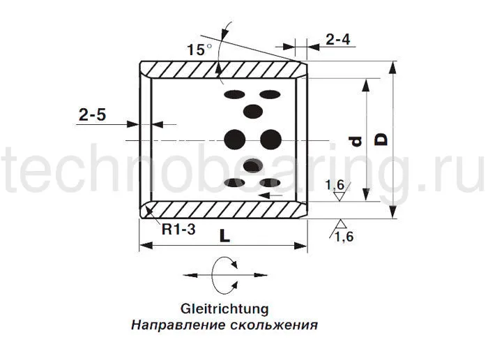 Втулка скольжения (графит/бронза) BNZ557040BG1 ISB