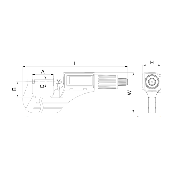 Микрометр цифровой с ножевид. пятками и невращ. микровинтом 0-25мм/0-1", 4570-5005 Dasqua