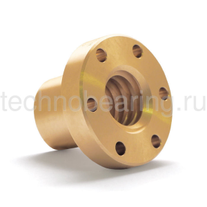 Гайка трапецеидальная c фланцем (бронза) d=30 мм, шаг резьбы 6 мм (прав. резьба), BFM 30-6-D TECHNIX