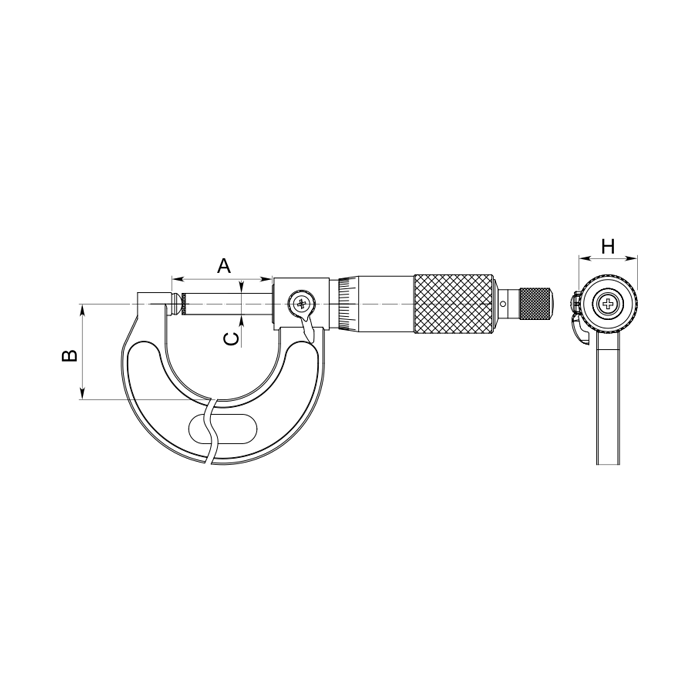 Микрометр трубный с одной сферической пяткой 0-25мм/0,01мм, 4510-1005 Dasqua