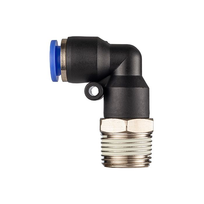 Фитинг цанговый угловой 12 мм, наруж. резьба 1/4", пластик, тип PL, TLP-PL12-02 TITAN LOCK