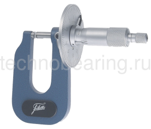 Микрометр гладкий для измерения листового металла с градуированным циферблатом и глубокой скобой 0 - 25/0,01 мм Filetta