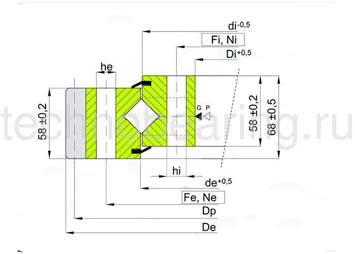ОПУ серия с перекрестными роликами на один ряд ER1.20.1904.400-1SPPN ISB