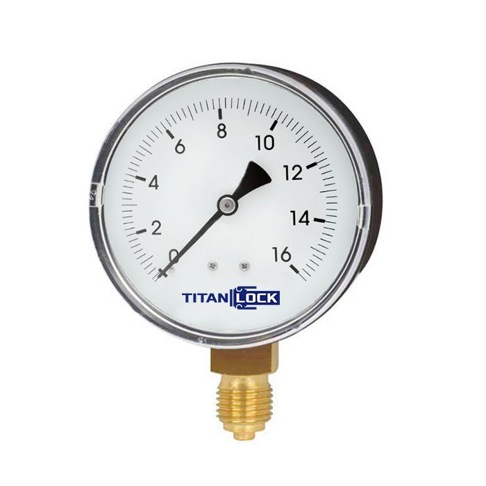 Манометр стандартный пластиковый, 16/0,2 Бар, корп.63мм, креп.снизу 3/8, TLPPG63D3/8 TITAN LOCK