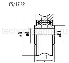 Ролик с полукруглым желобом без пальца C5/17SP CTS
