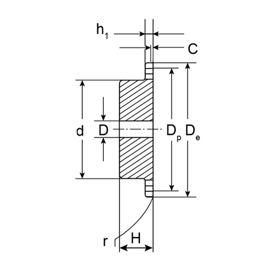 Звездочка со ступицей под расточку для цепи 03-1, z=15, 5 x 2,5 mm PS01015 ISKRA
