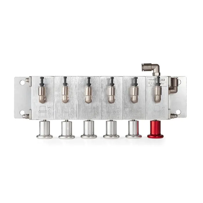 Пневматический блок управления донными клапанами автоцистерны 5-и отсечный, алюминий, TLCU5 TITAN LOCK