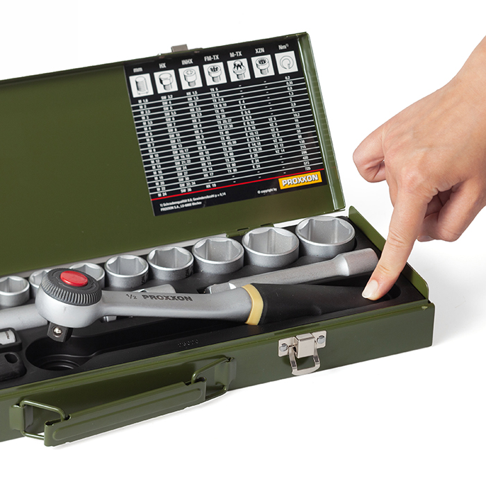 Автомобильный набор торцевых ключей 1/2" + 1/4", 27  поз. 23020 Proxxon