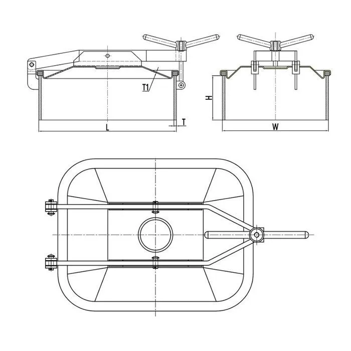 Люк прямоугольный под давление нерж.304, 530х430 мм TLTR53X43SP TITAN LOCK