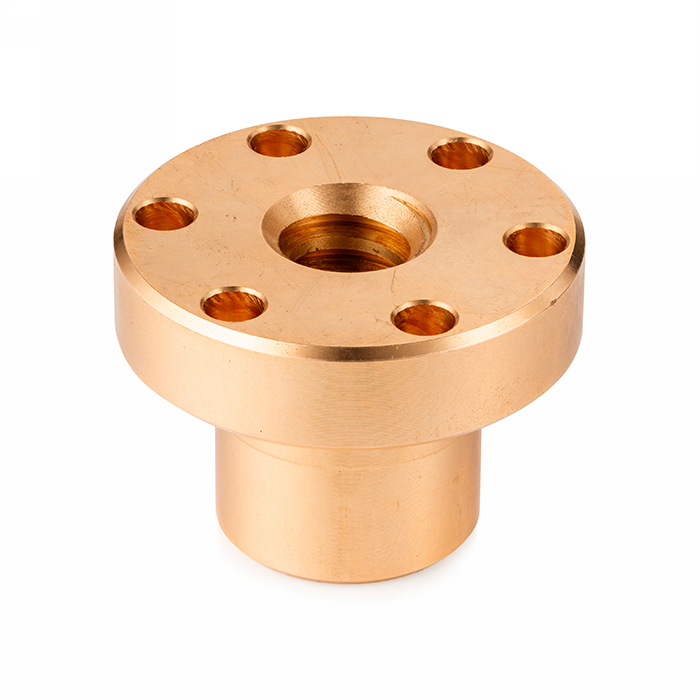 Гайка трапецеидальная с фланцем (бронза) d=16 мм, шаг резьбы 4 мм (лев. резьба), BFM 16-4-G ISKRA