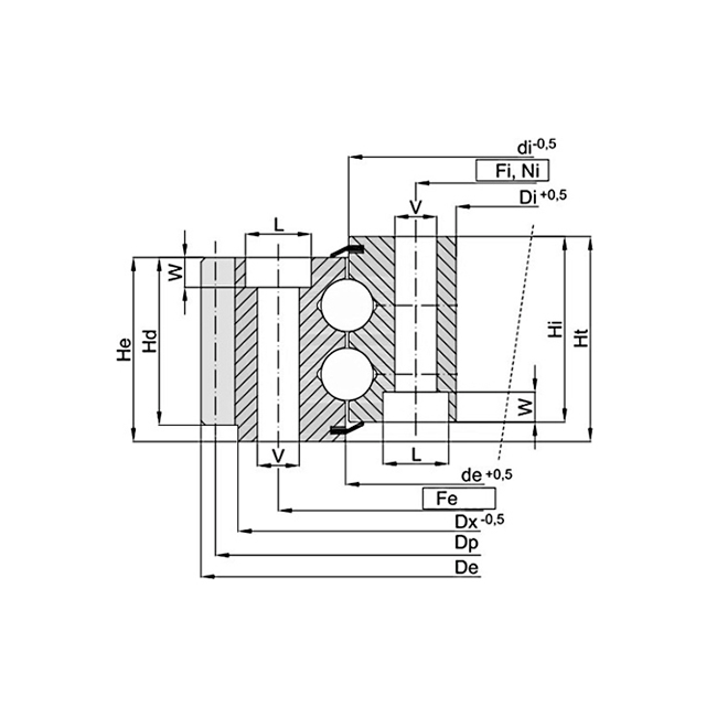 ОПУ стандартная серия с двумя рядами шариков EB2.25.0980.400-1RPPN ISKRA