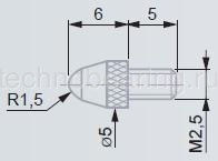 Стандартный наконечник для индикатора TESA M2,5 (сталь)