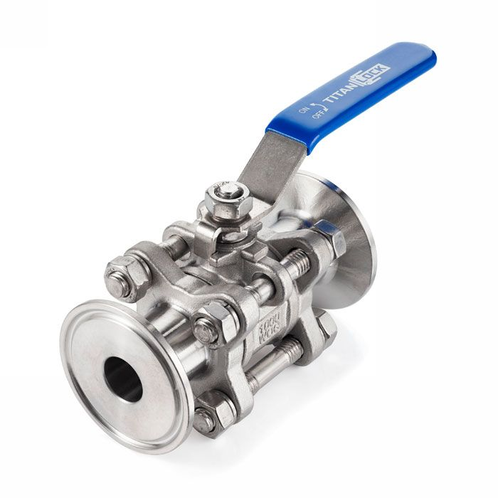 Трехсоставной шаровый кран из нержавеющей стали (AISI 304) типа "clamp-clamp", 2", TL200TPBVSS-CL TITAN LOCK