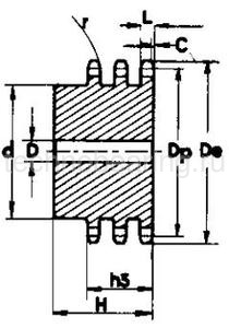 Звездочка со ступицей под расточку для цепи 06B-3, z=40, 3/8” x 7/32” PT05040 (PHS 06B-3B40) Sati