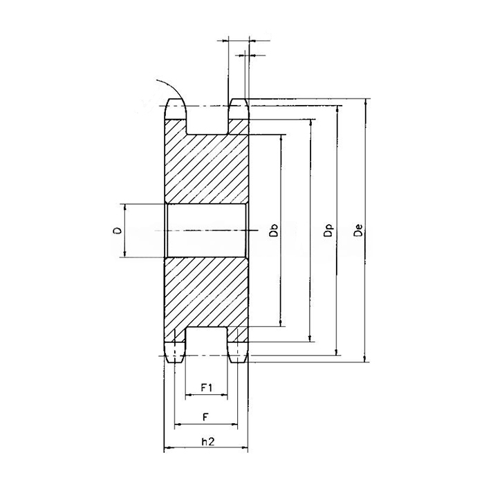 Звездочка двойная для однорядных цепей: 08B-1,Z=14,1/2"x5/16"DS09014(PHS08B-1DSA14) ISKRA PRO