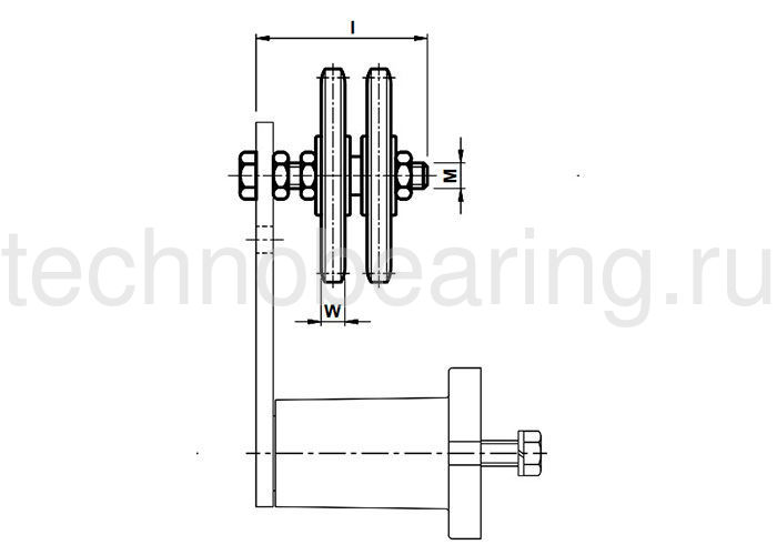 Звездочка натяжителя для двухрядной цепи ZK 40-3D, 5/8"x3/8", Z=15, M12 RE011735 Sati