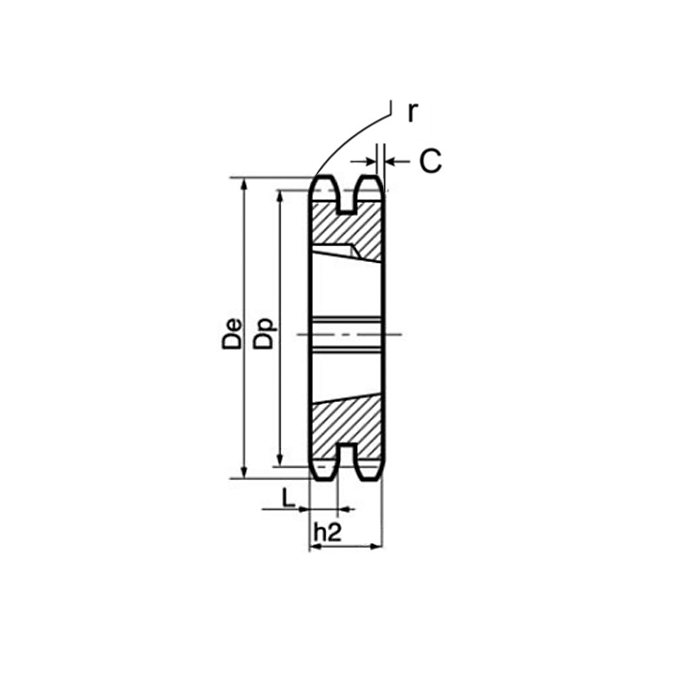 Звездочка под втулку тапербуш для цепи: 16B-2, Z=13, 1" x 17,02 mm TD12013 (PHS 16B-2 ТВ 13) ISKRA
