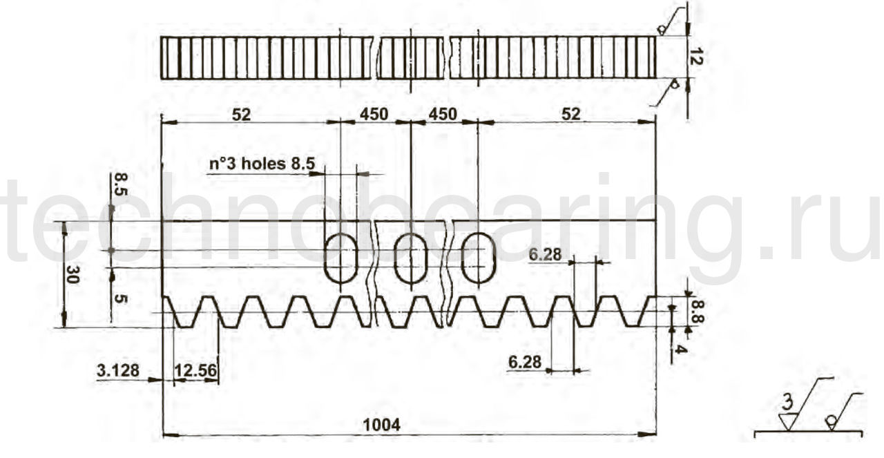Рейка для раздвижных ворот CRE3012 Sati