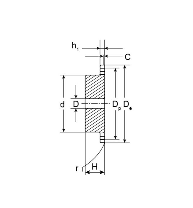Звездочка под расточку со ступицей с калеными зубьями для цепи: 08B-1, Z=25, 1/2" x 5/16" PS09T25 (PHS08B-1BH25) ISKRA