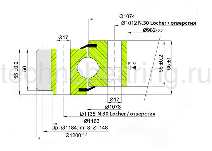 ОПУ стандартная серия с одним рядом шариков EB1.251076201-1STPN ISB