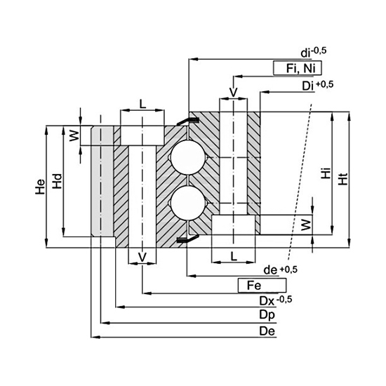 ОПУ стандартная серия с двумя рядами шариков EB2.25.0821.400-1RPPN ISKRA