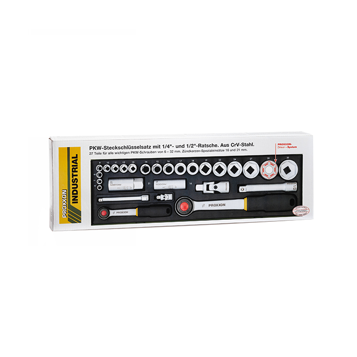 Автомобильный набор торцевых ключей 1/2" + 1/4", 27  поз. 23020 Proxxon