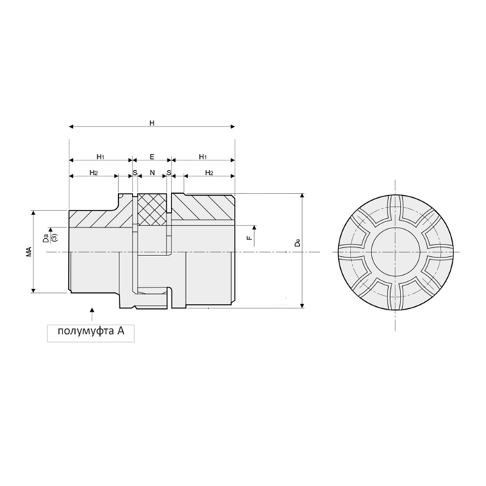Полумуфта под расточку SGAA038 ISKRA
